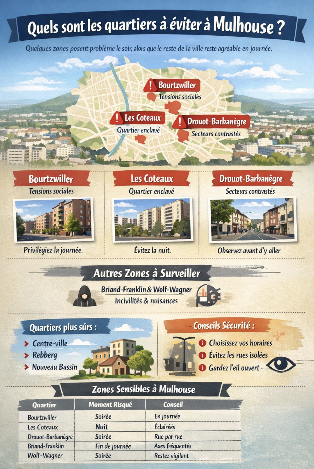 quartiers à éviter à Mulhouse infographie